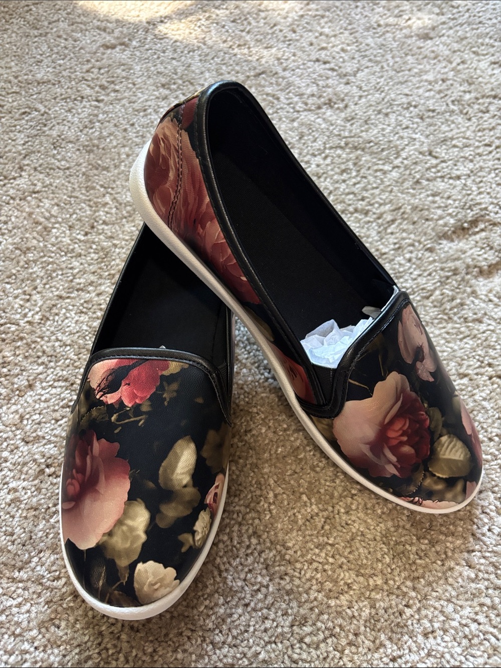 Avon Black Slip-On Sneakers with Pink Floral Print - Picture 3 of 6